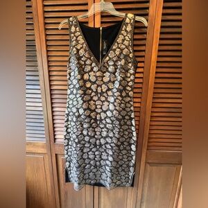 St John Couture Black & Gold Sequin Dress